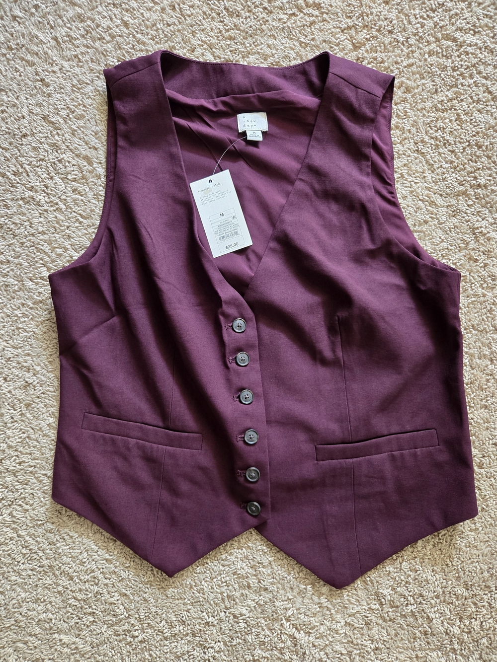 a new day Plum Button-Front Vest